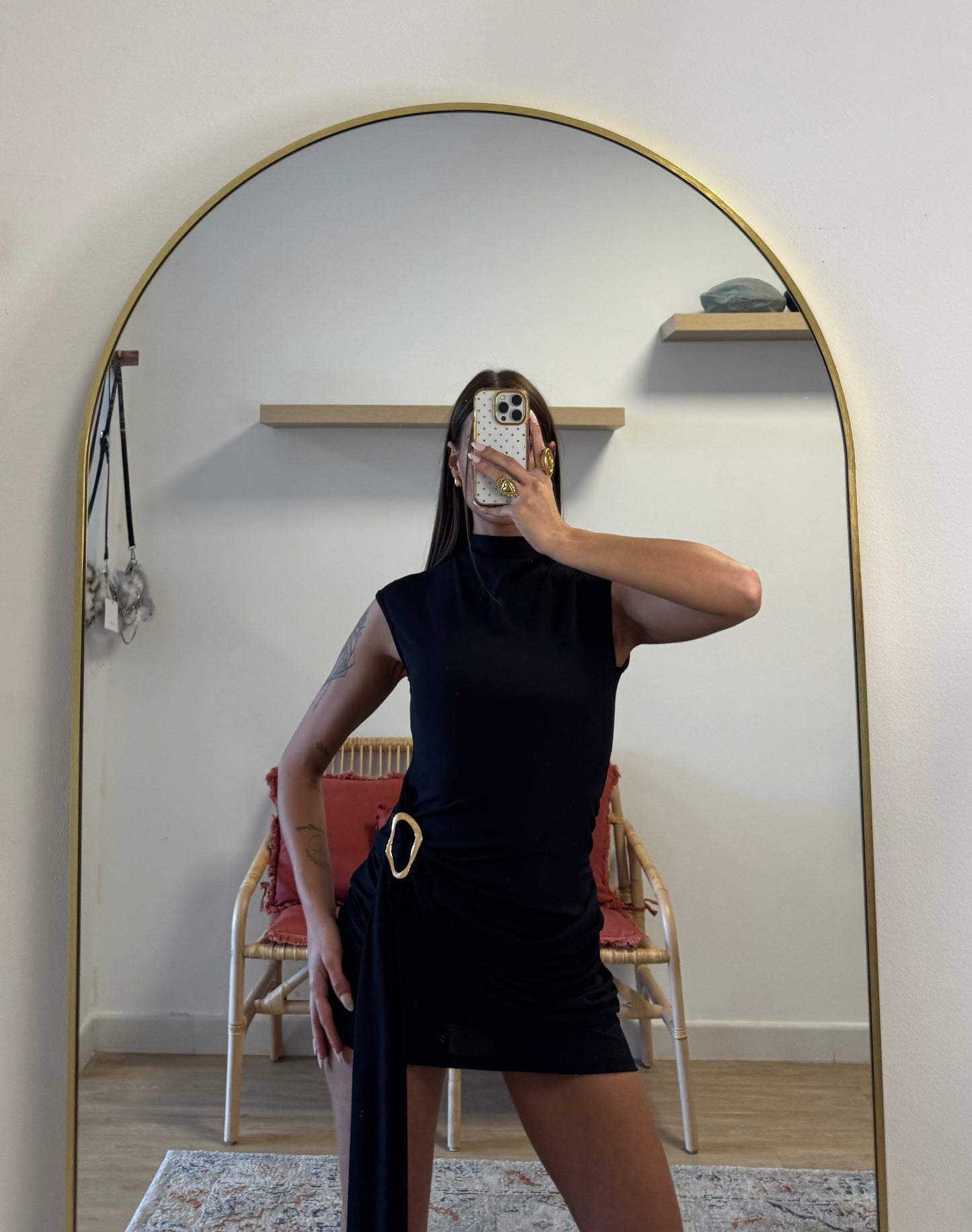 Vestido cuello hebilla