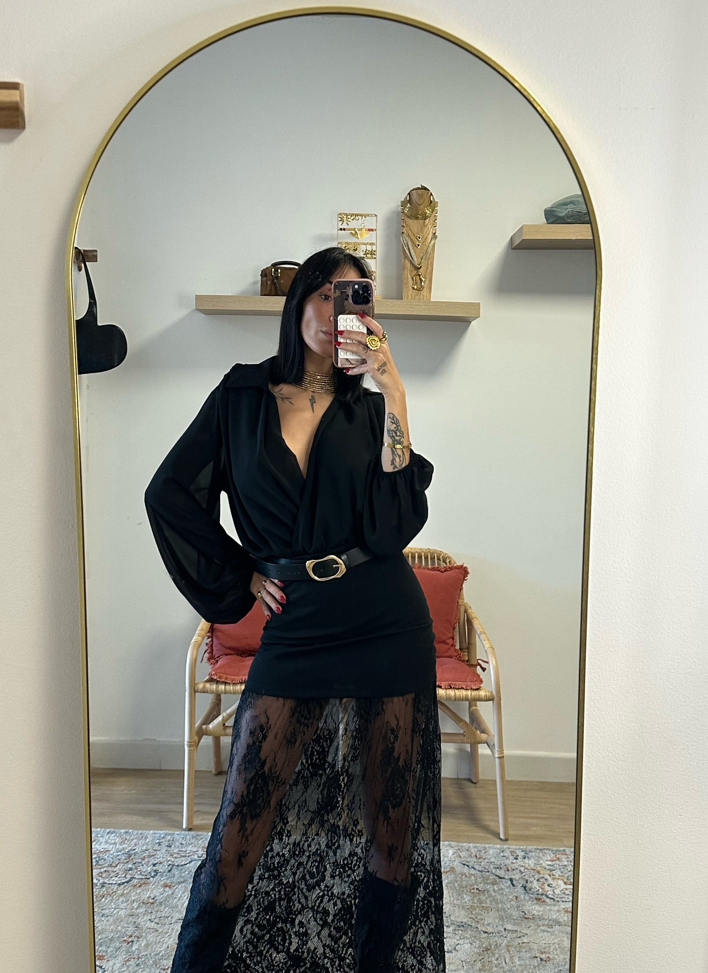 Falda larga encaje
